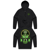 Green Earth Zip Up Hoodie - Black