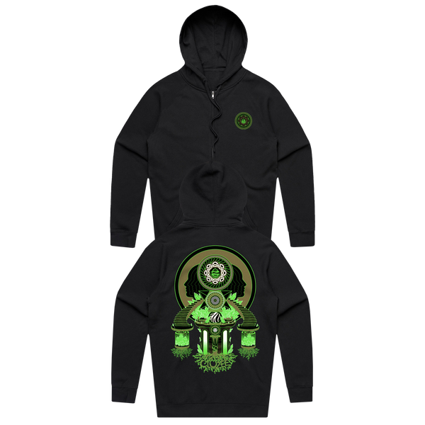 Green Earth Zip Up Hoodie - Black